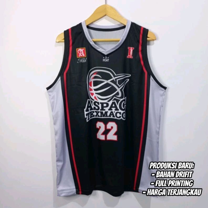 JERSEY BASKET IBL REPRO ASPAC TEXMACO #22 DENNY SUMARGO - HITAM