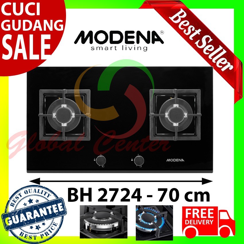 (KHUSUS GOSEND) Kompor Tanam Modena Built-In Hob Gas 2 Tungku BH 2724 - GARANSI RESMI