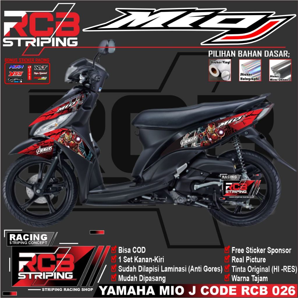 STRIPING MIO J STIKER STRIPING MOTOR KEREN LIS VARIASI MIO J STIKER MOTOR MARVEL AVENGGERS RCB 026