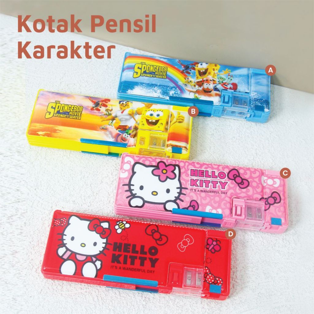 

SALE ! Kotak Tempat Pensil Magnet Anak Spongebobs Helo Kitty Import Premium