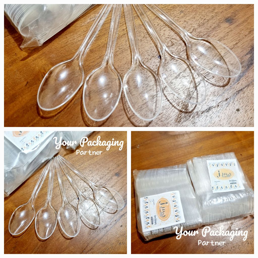 SENDOK TEH JUARA PS TRANSPARANT BENING KACA TEBAL KAKU ISI 100 PCS