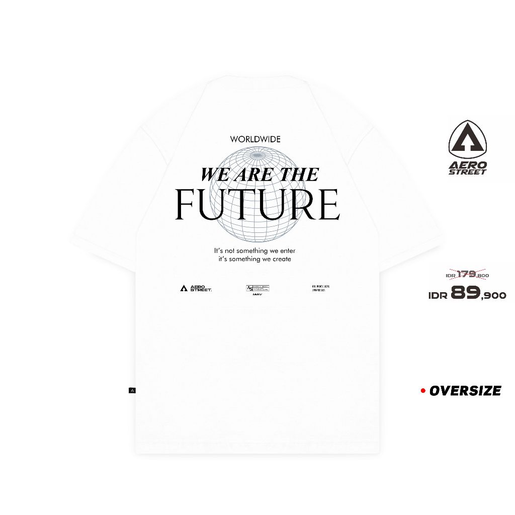 Aerostreet T Shirt Oversize Future Putih Kaos FBDAA