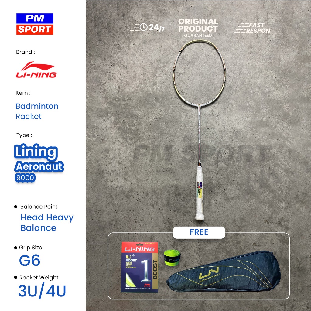 RAKET BADMINTON / BULUTANGKIS LINING AERONAUT 9000 HDF ORIGINAL
