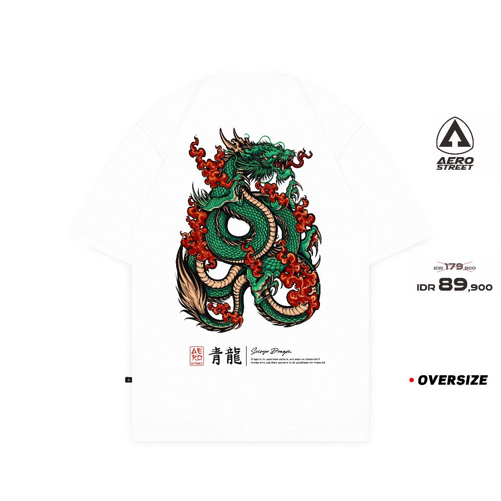 Baju Kaos Aerostreet T Shirt Oversize Seiryu Putih Kaos FBDAA