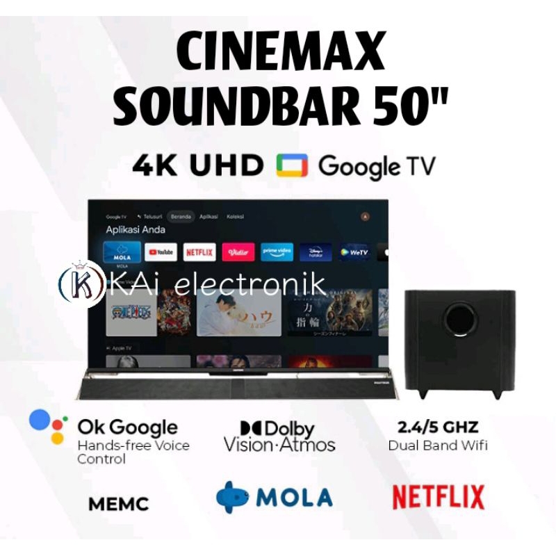GOOGLE TV POLYTRON 50BUG5959 UHD 4K CINEMAX SOUNDBAR