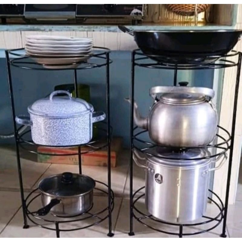 rak panci susun 3 dan 2 / rak panci / wajan peralatan masak