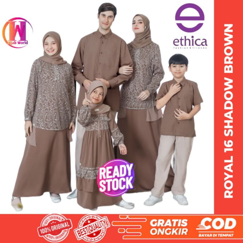 Sarimbit Ethica Royal 16 Shadow Brown / Sarimbit Ethica 2024 / Baju Couple Keluarga / Baju Muslim Co