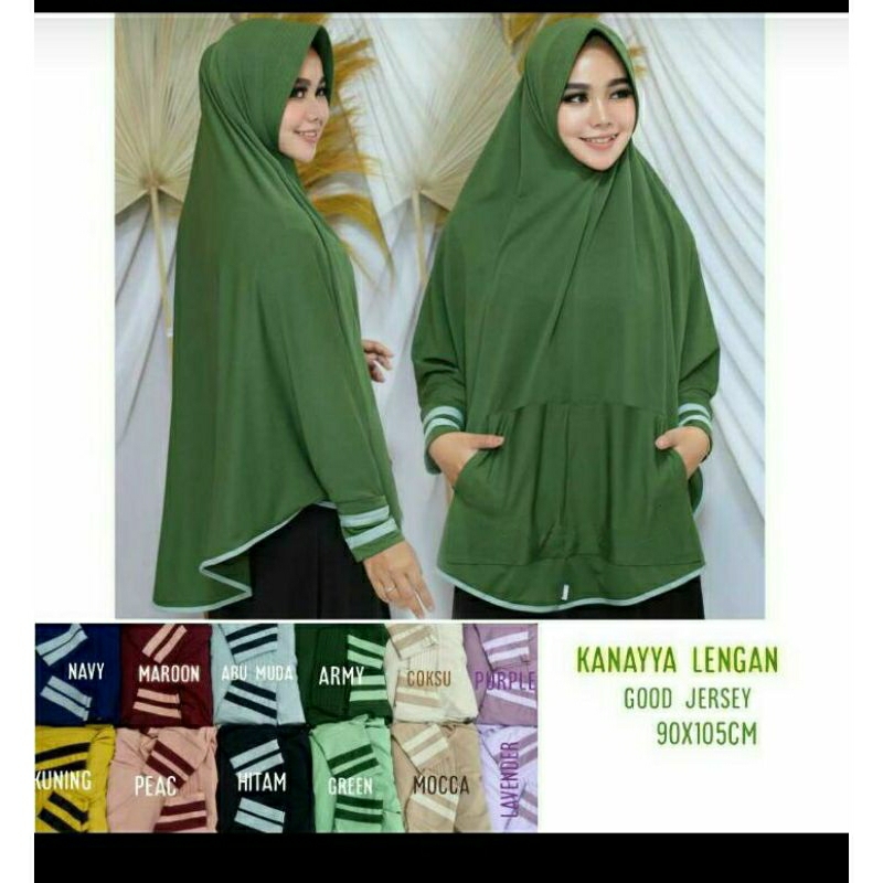 Hijab Kanayya Lengan Saku | Bahan Jersey Premium