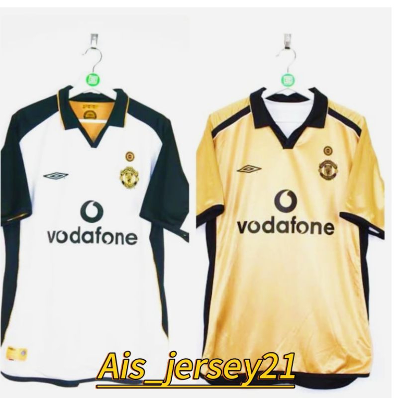 JERSEY RETRO MU PUTIH DAN GOLD 2001/2002 WARNA BOLAK BALIK