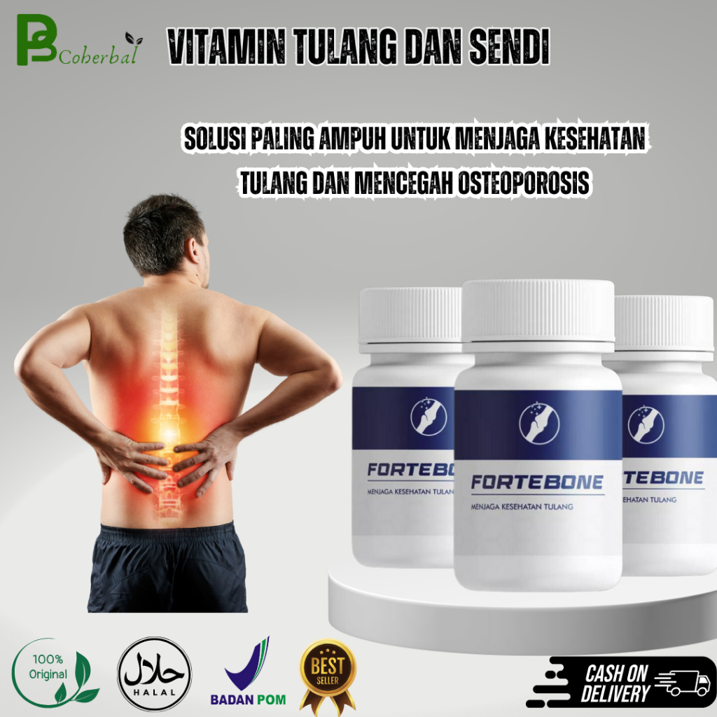 Fortebone Vitamin Tulang dan Sendi Nyeri Suplemen Kesehatan Tulang Obat Pengapuran Tulang Syaraf Kej