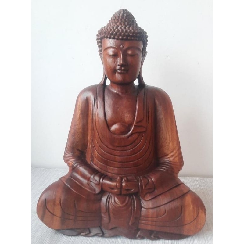 Patung Kayu Buddha / Buddha Sakyamuni Duduk Bersila/ BUDDHA MEDITATION ukuran 50cm