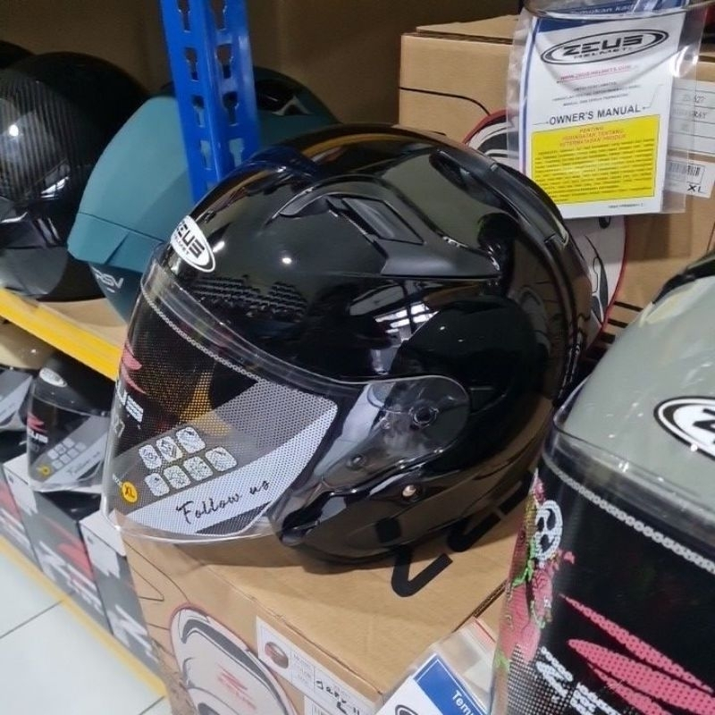 HELM Zeus ZS627 BLACK Glossy zeus half face