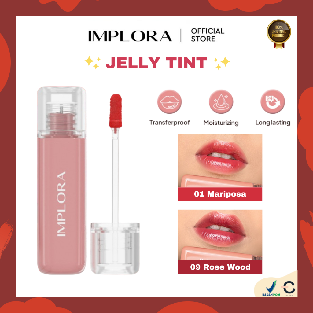 [ORI BPOM] IMPLORA Jelly Tint | Lip Tint Glossy | Glossy Plumpy Jelly Tint