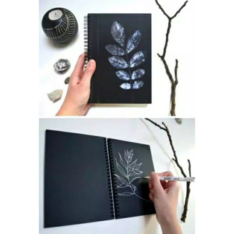 

SKETCHBOOK BLACK PAPER / SKETCHBOOK HITAM / BUKU SKETSA HITAM / SKETCHBOOK POLOS / NOTE BOOK HITAM A6 A5 B5 A4