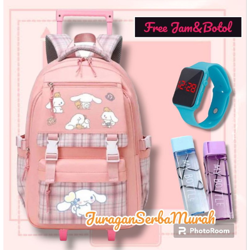 Tas Troli Tas Dorong Tas Koper Anak Perempuan SD Karakter SANRIO KUROMI CINNAMOROLL