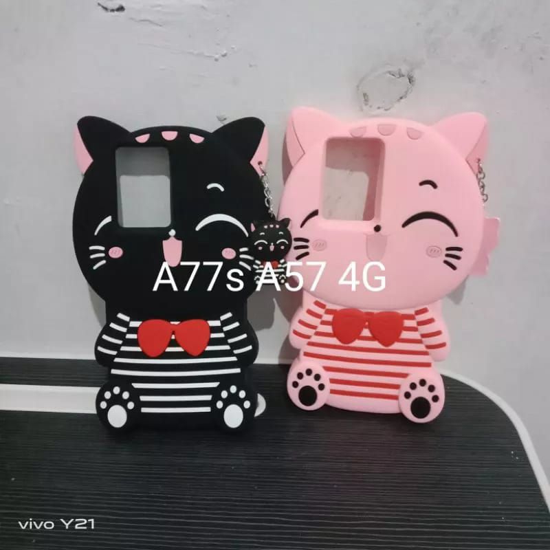 Oppo A77s A57 2022 A55 A54 A37 A37f A16 A16s A15 A15s A12 A11k F9 A7 A5s Case 3D Mini Cat Karakter B