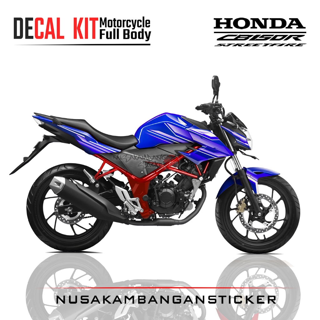Decal Kit Sticker New CB 150 R Streetfire Blue Graphic White 01 Stiker Full Body
