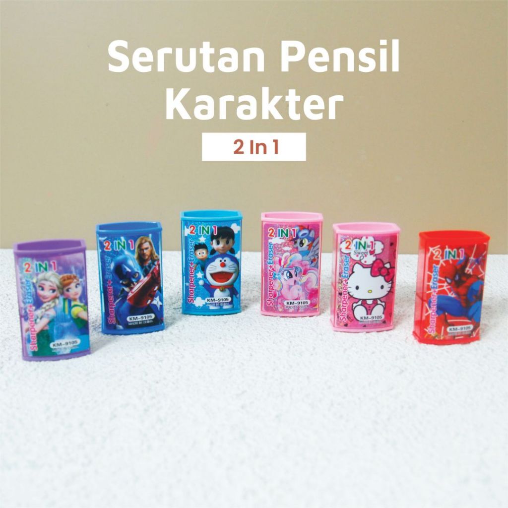 

SALEE !!! 2 IN 1 Rautan Karakter Peraut Pensil Serutan Murah