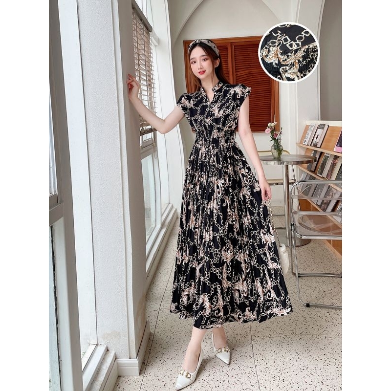 Cecilia Printing Dress Import Premium Dress Santai Dress Jalan-jalan Dress Liburan Manis