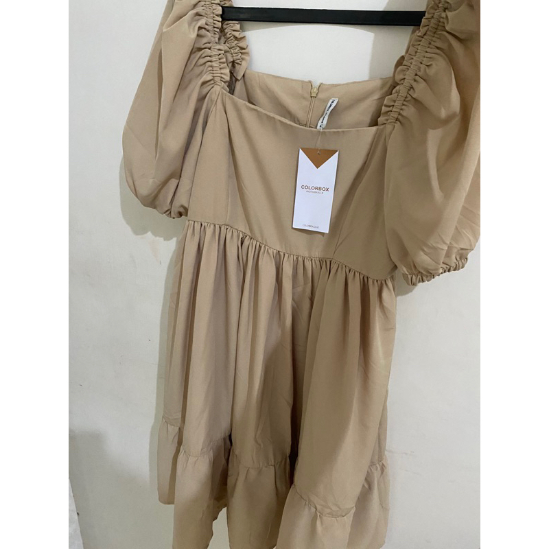 COLORBOX PUFF SLEEVED DRESS