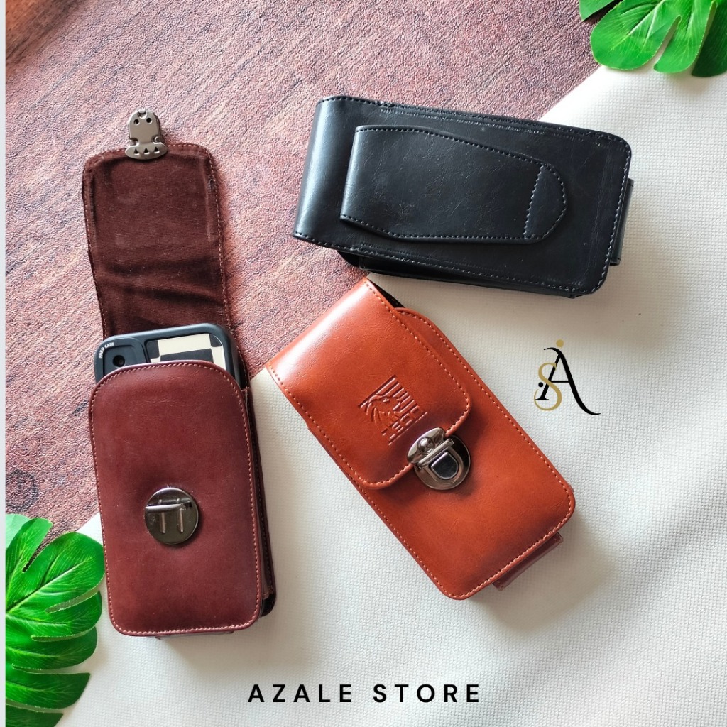 Dompet Sarung Hp Pinggang Pria Dompet Hp Pinggang Kulit Double Slot/ Single Slot Premium Terlaris