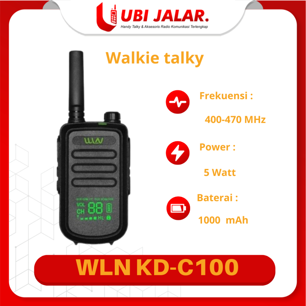Wln  Kd C100 SIinggle Pack HT Kd C100 Uhf  HT Wlan KD-C100 Hitam