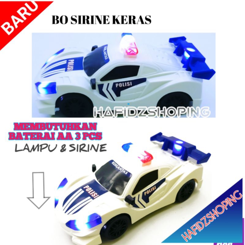 MAINAN MOBIL POLISI BO BERJALAN SENDIRI MENYALA DAN SUARA SIRINE