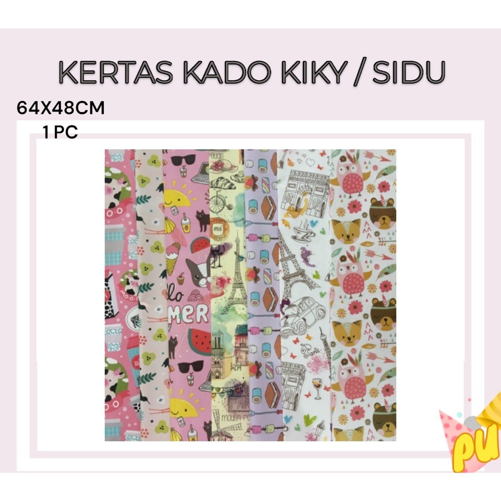 

(Min 12lbr) Kertas kado (48x68cm) - kertas kado murah kiky sidu hvs