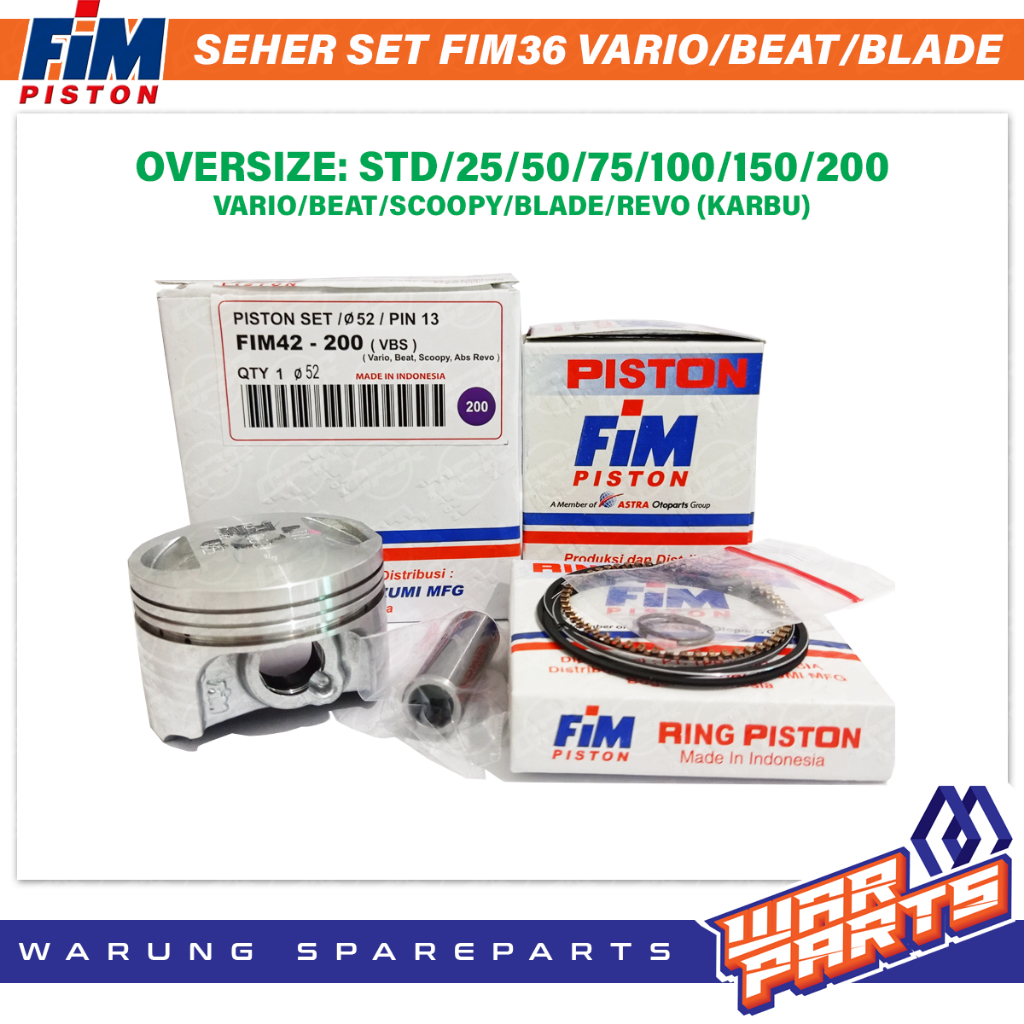 Piston kit FIM Vario110 | Beat | Blade | Absolute Revo Karbu Pen Pin 13 DM 50 | 50.25 | 50.5 | 50.75