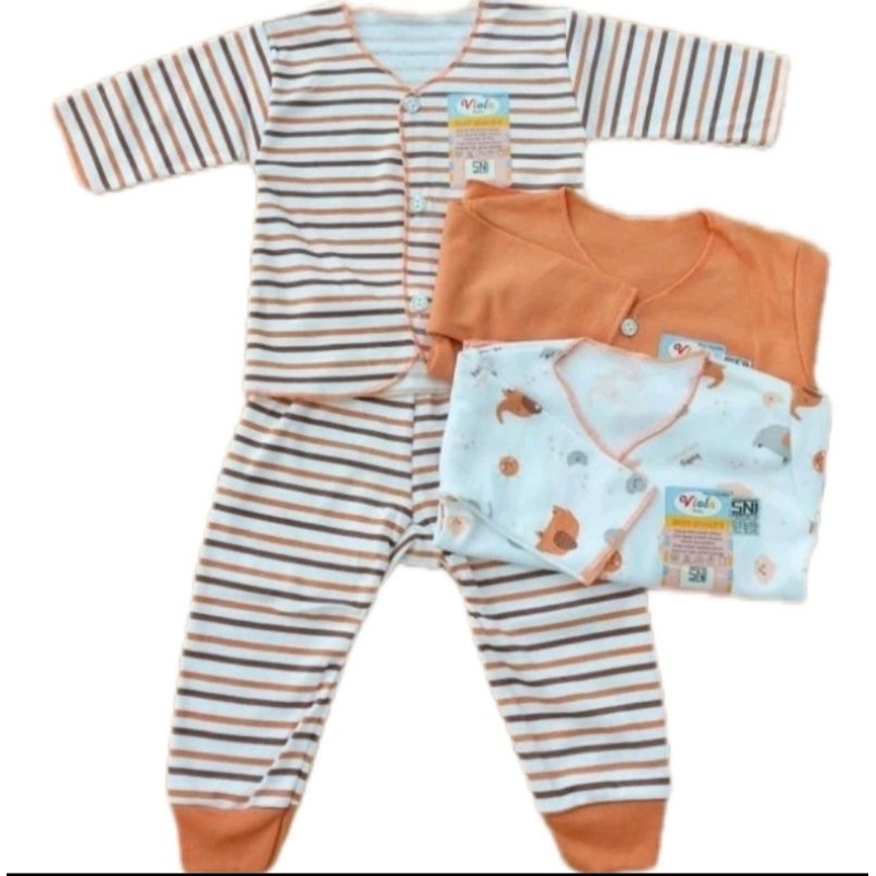 Setelan baju bayi newborn lengan panjang VIOLA BABY ( 3 stel )
