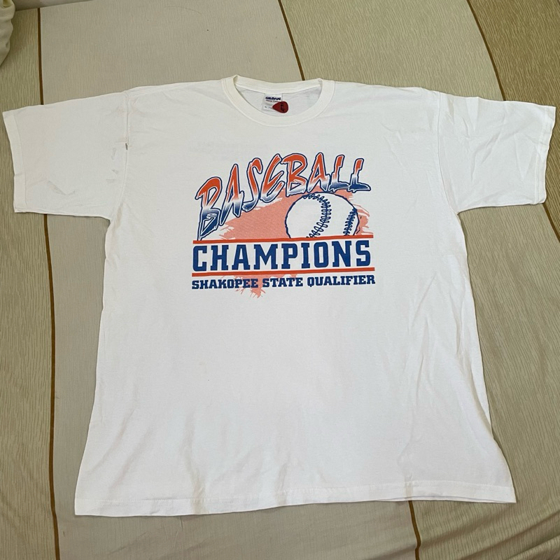 kaos putih gildan heavy cotton vintage baseball size xl