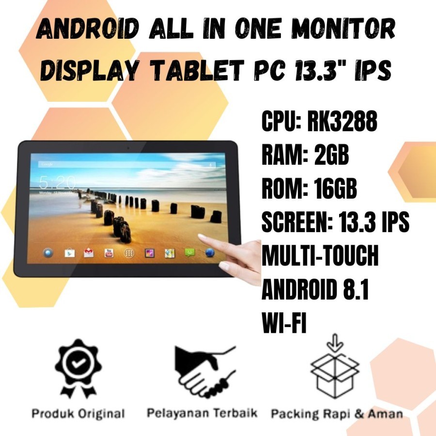 Android All In One monitor display Tablet Pc 13.3" IPS