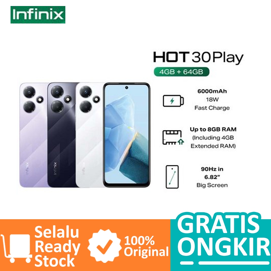 Infinix Hot 30 Play Ram 4GB - 64GB Garansi Resmi