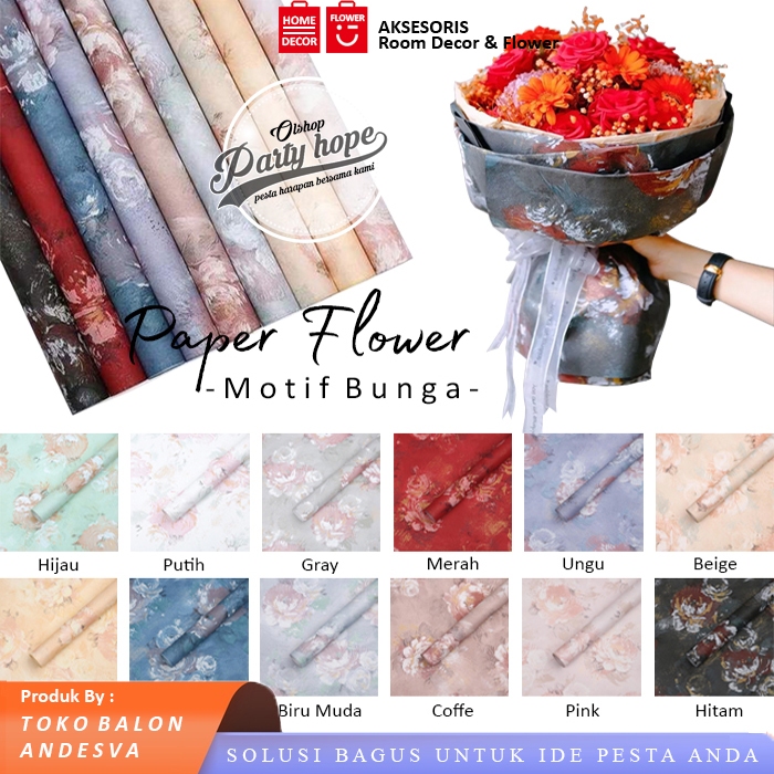 

[isi 15] Kertas Buket Motif Bunga / Kertas Paper Wrapping Flower Rose