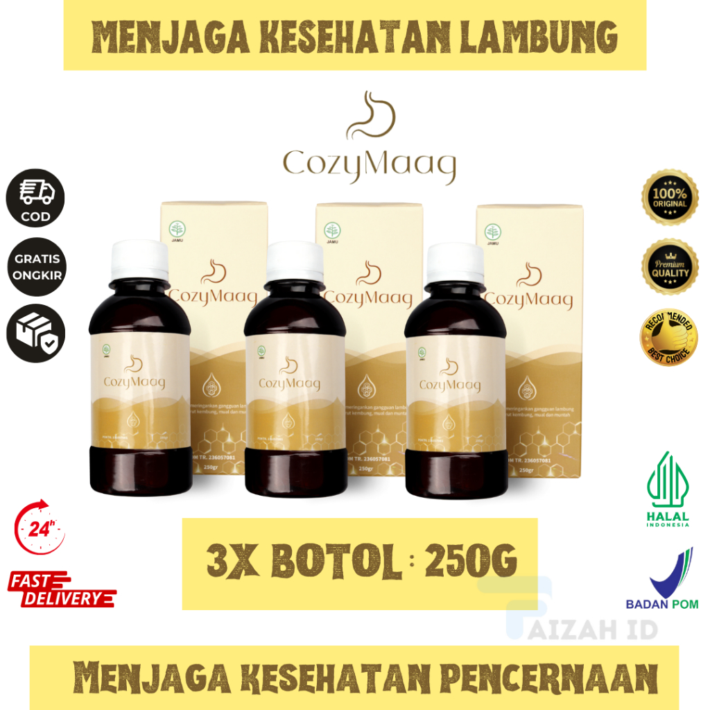 

CozyMaag Madu Paket Isi 3 Botol Untuk Mengatasi Asam Lambung Berlebih dan Maag Kronis BPOM