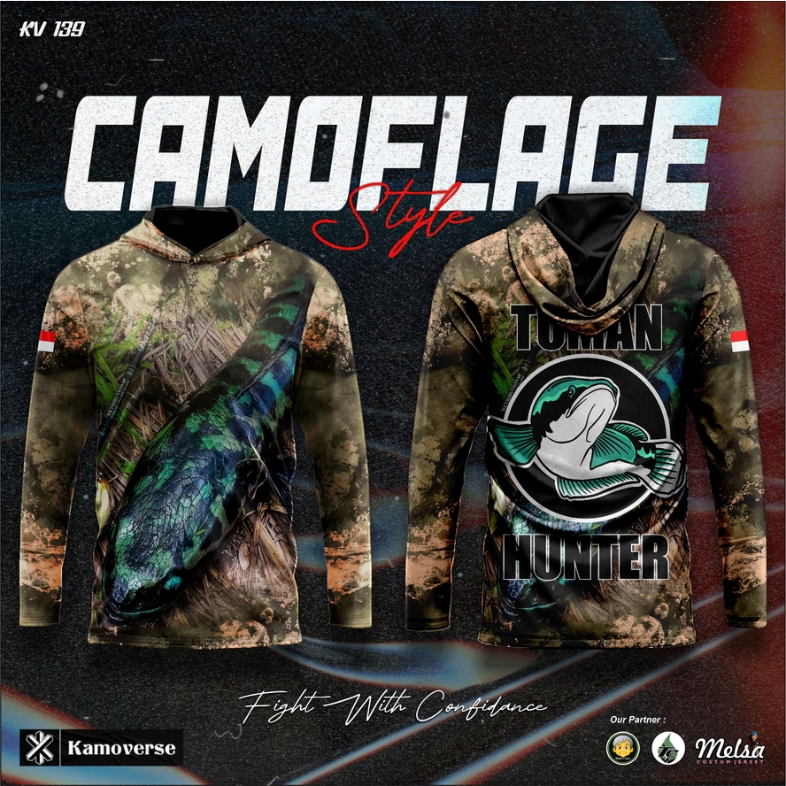 JERSEY MANCING TOMAN HUNTER SNEAKHEAD GABUS BAJU CAMO | BISA CUSTOM | FULL PRINTING