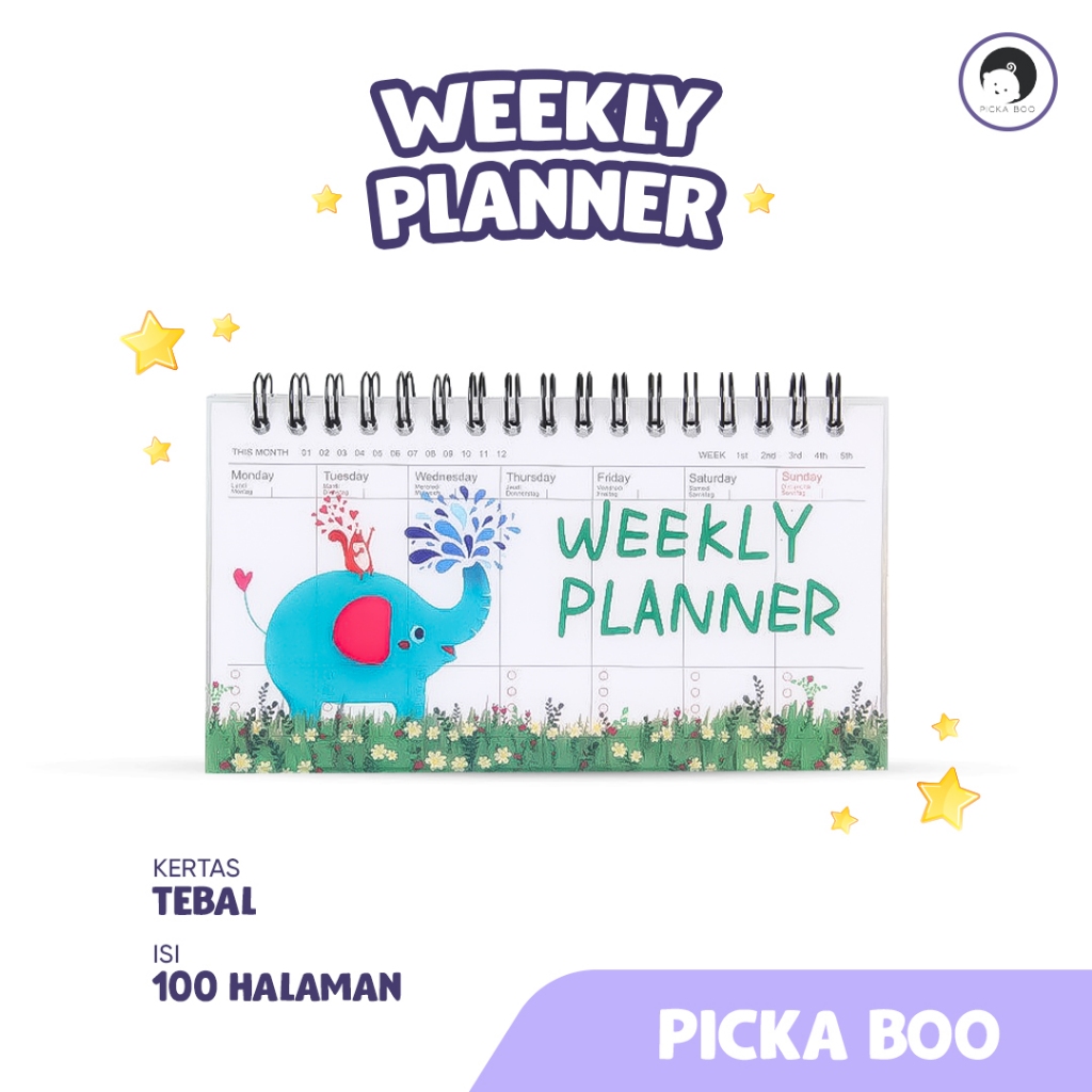 

PICKA BOO Buku Kalender Weekly Planner Weekly Schedule Notes Memo Buku Jadwal