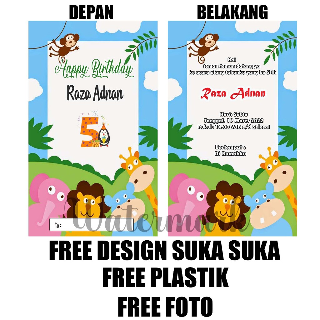 (UNDANGAN ULTAH) /Undangan ulang tahun / undangan ultah / undangan cetak / cetak undangan