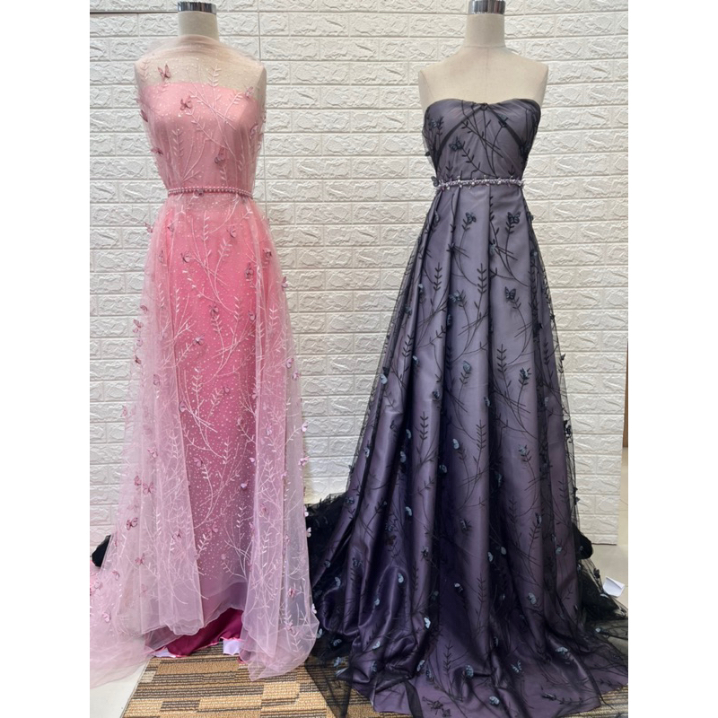 kain tille 3d motif kupu-kupu