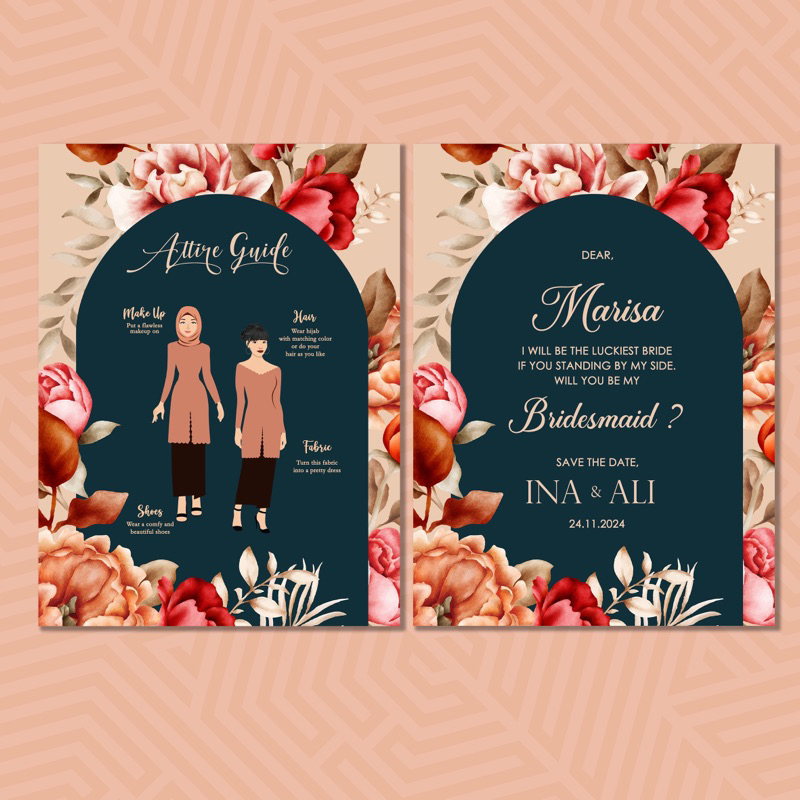 BRIDESMAID CARD / ATTIRE CARD / HANG TAG