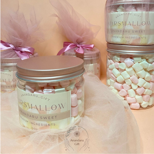 

MARSMALLOW IN JAR [ ANANDARU GIFT ] PINK WHITE PERMEN MANISAN JAJANAN MANIS SWEET MARSMELLOW