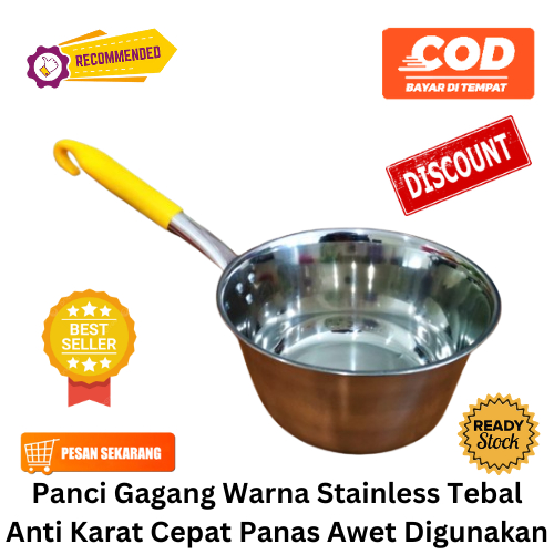[BISA COD] PROMO Panci Gagang Warna Stainless Tebal Anti Karat Cepat Panas Awet Digunakan Panci Susu