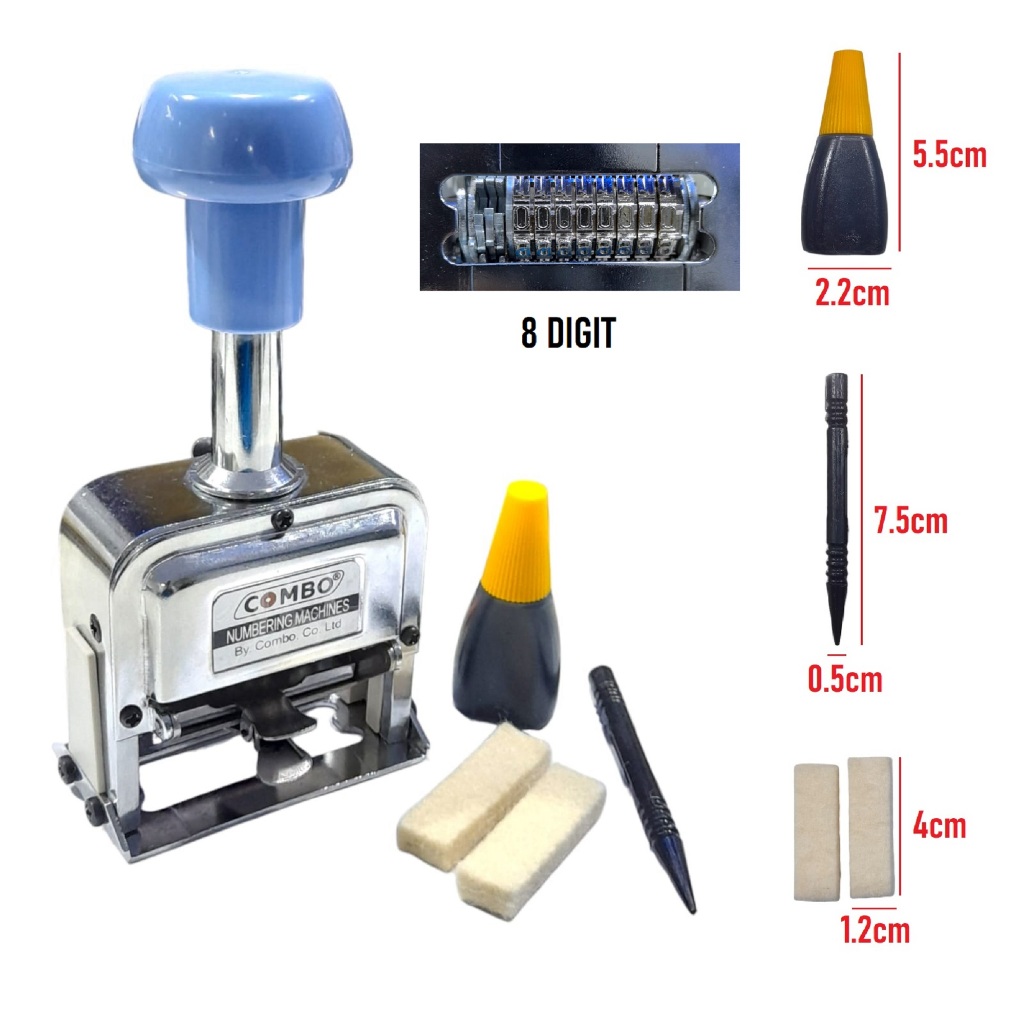 

RB Numbering Machine 6 , 7 , 8 Digits 108S / Numerator / Nomorator / Nomerator Combo