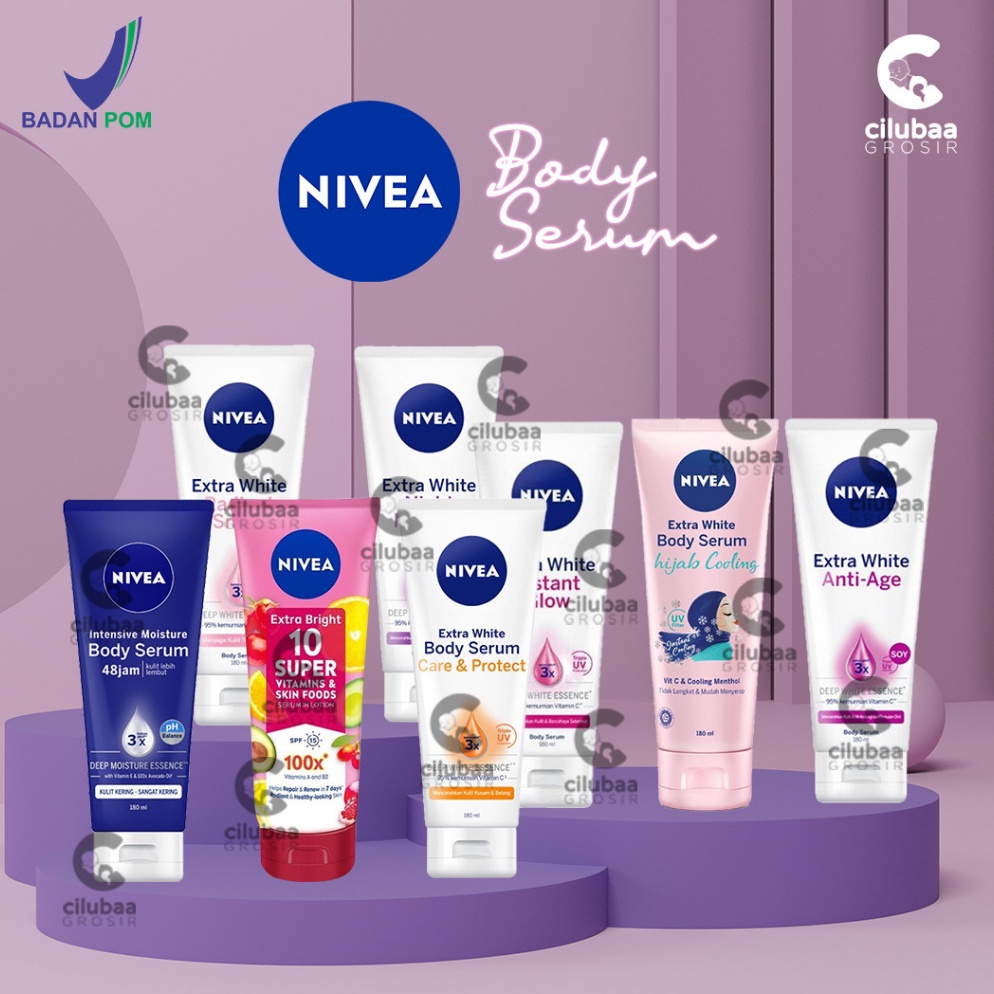 NIVEA Body Serum Extra White  Care and Protect 7ml 18ml  Night  Radiant  Instant Glow  Hijab BPOM ART NV5