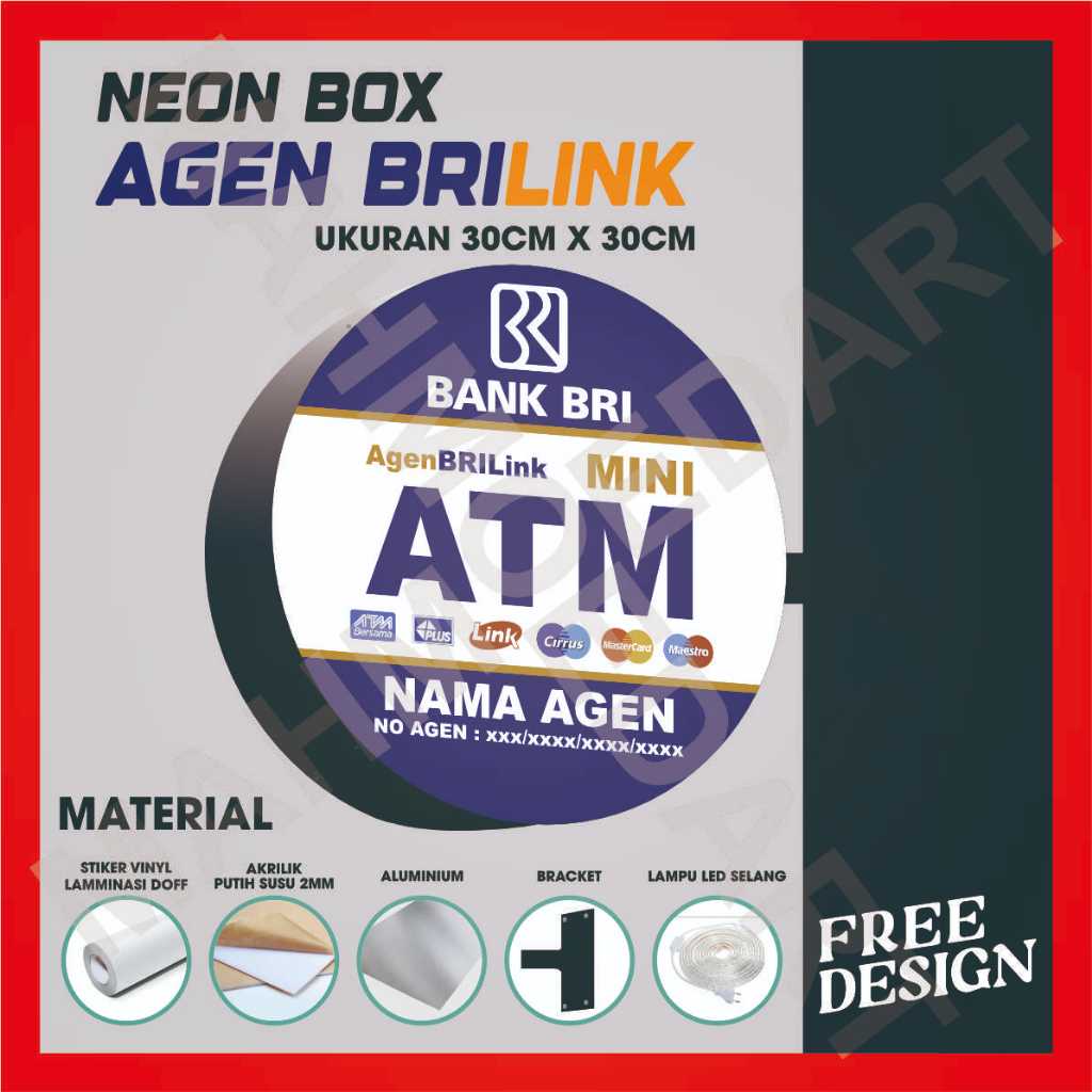 NEON BOX AKRILIK AGEN BRI LINK BULAT 30X30