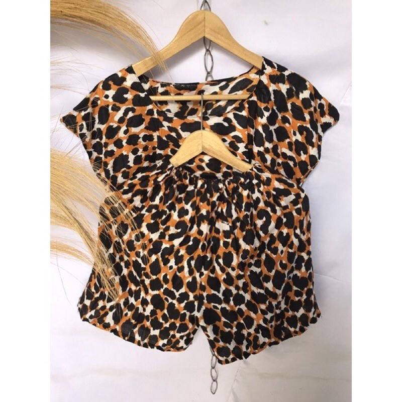 SET PENDEK Baby doll allsize bigsize JUMBO motif leopard macan dan polosi