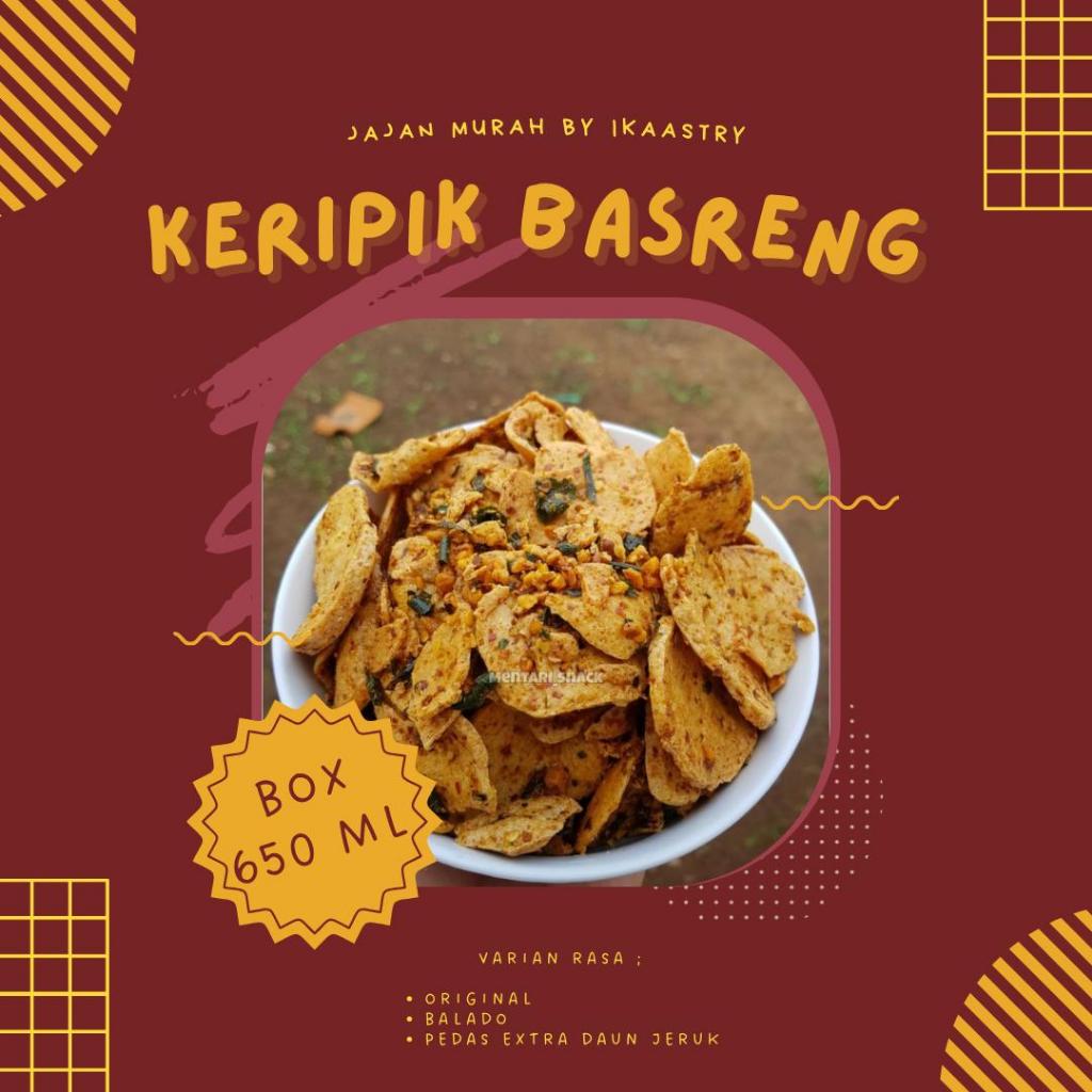 

[PROMO]! Keripik Basreng VIRALL !!! Pedas Daun Jeruk/Balado/Original Ayam Bawang Bumbu Melimpah BOX 650ML