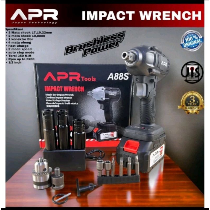 impact wrench APR JAPAN 48V standart AP26 lebih powerfull mesin pembuka baut roda ban mobil motor CV