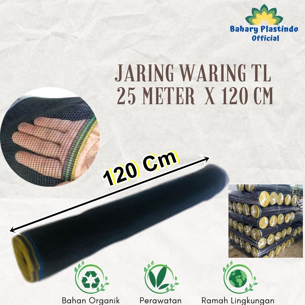 Jaring Waring Hitam 25 Meter x 120 cm untuk Pagar dan Tambak