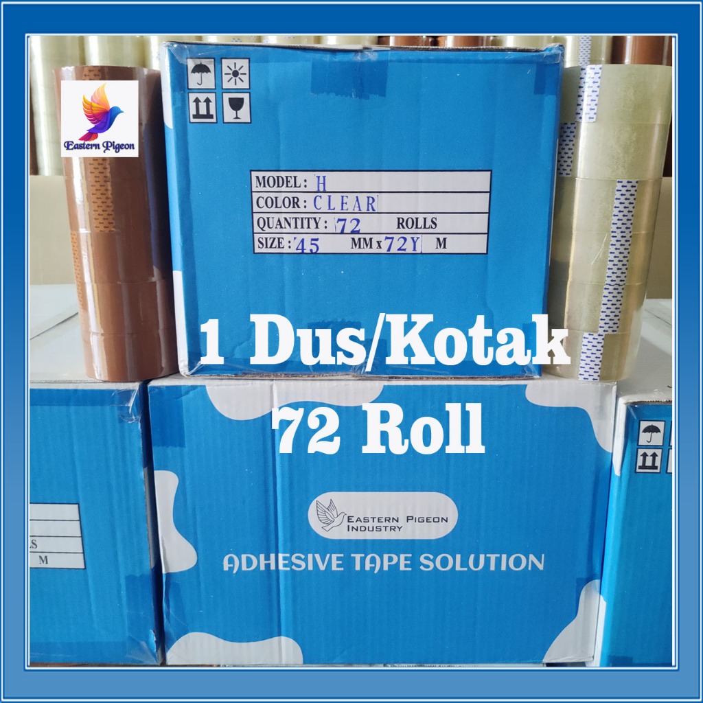 

Eastern Pigeon Lakban 45mmx72yard 1 Dus Kotak Isi 72 Roll Selotip 2 Inchi Premium Selasiban Isolasi Bening 45 Micron